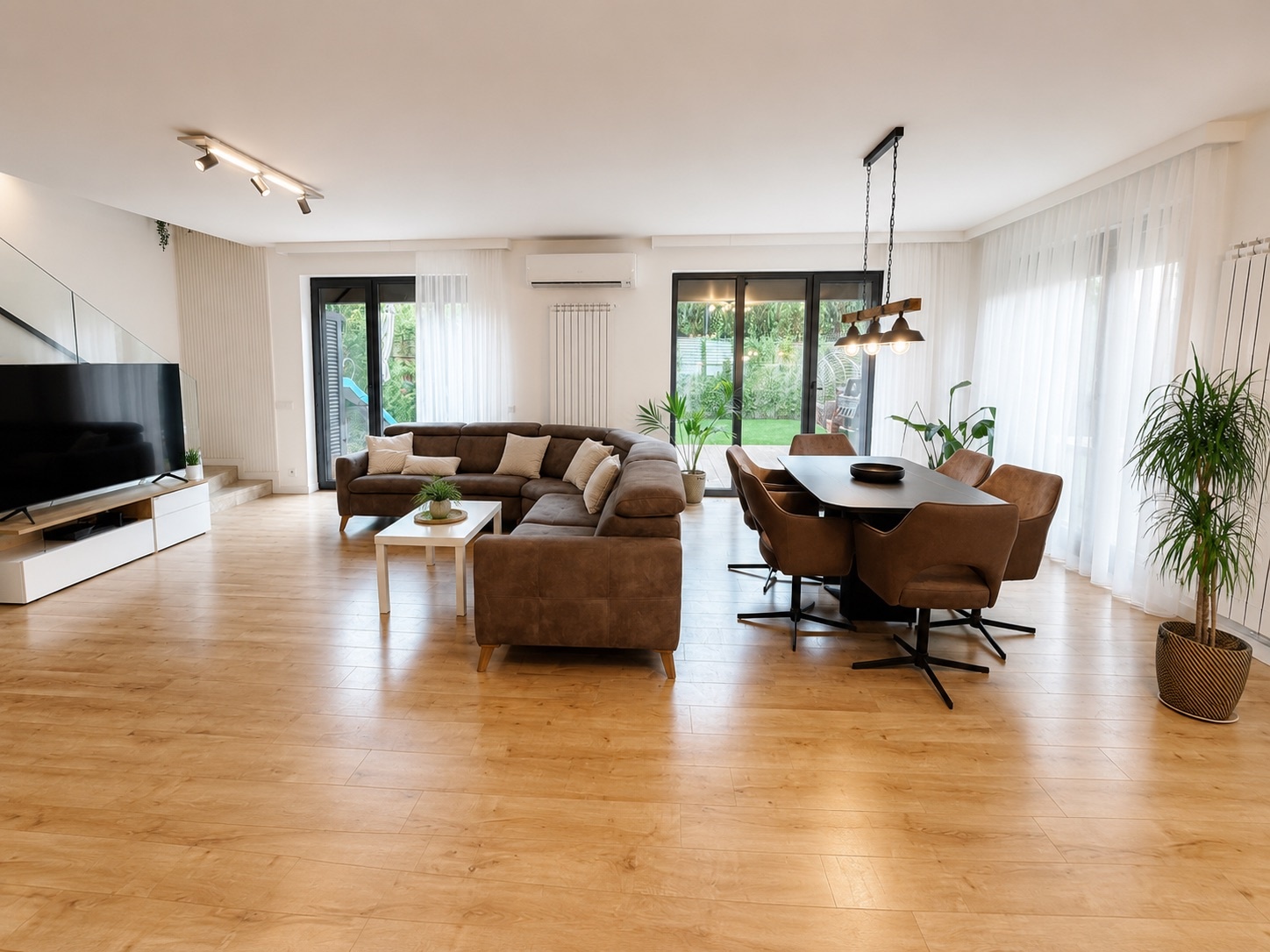 Interior transition and staircase within the family residence