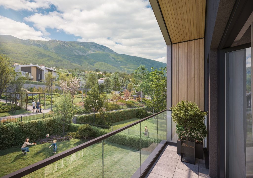 Contemporary residential architecture of houses for sale in River Park Sofia