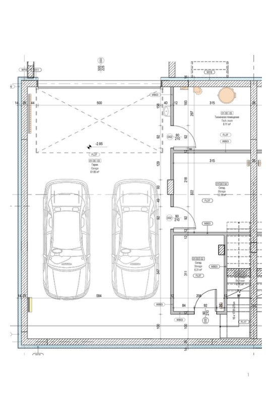 Basement floor plan of the semi-detached house for rent in River Park Sofia