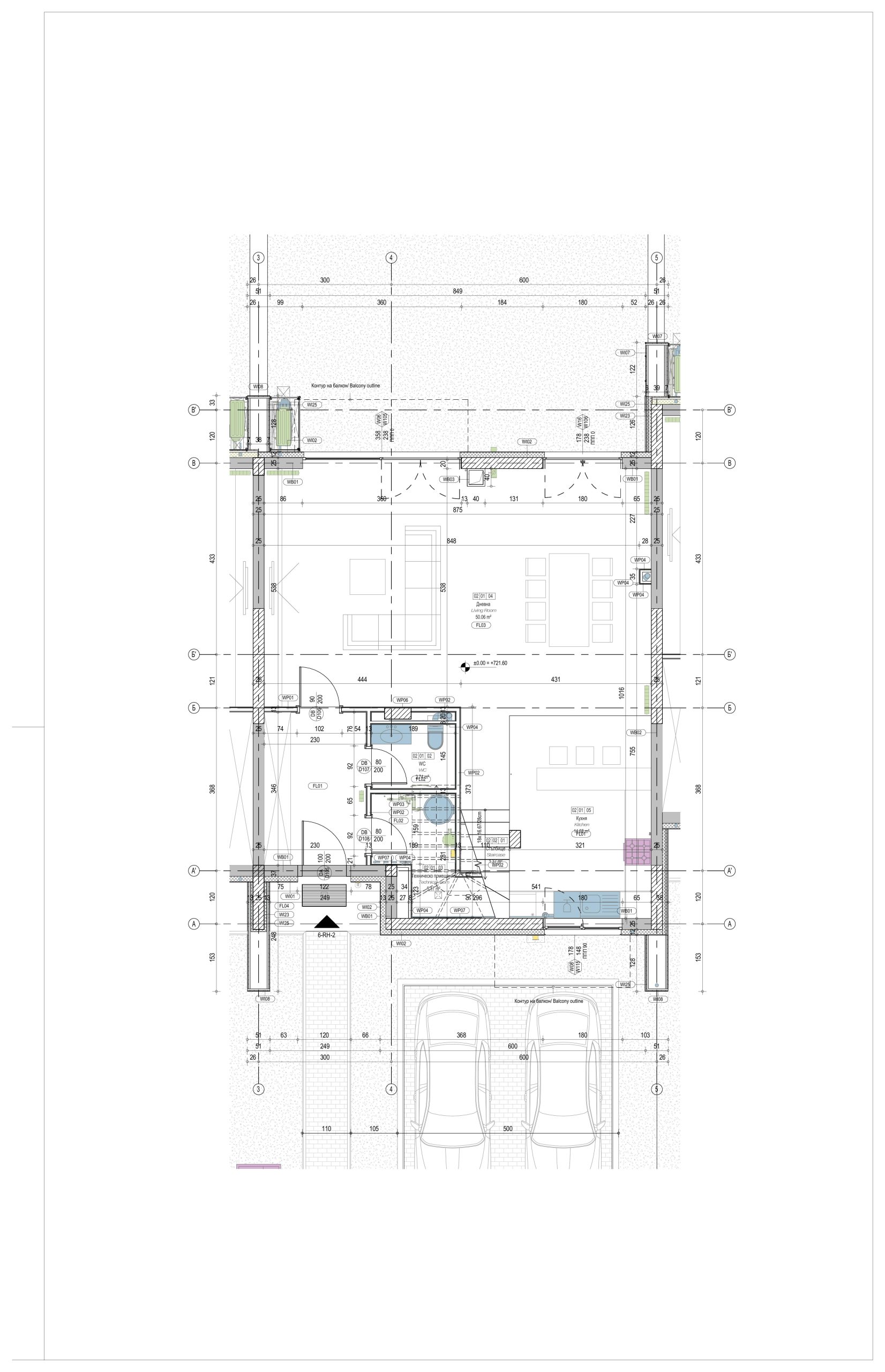 Ground-floor plan of the RH-M middle row house in River Park Sofia