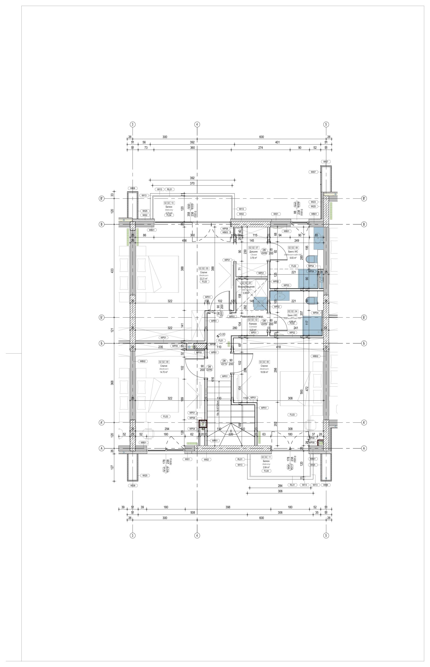 First-floor plan of the RH-M middle row house in River Park Sofia