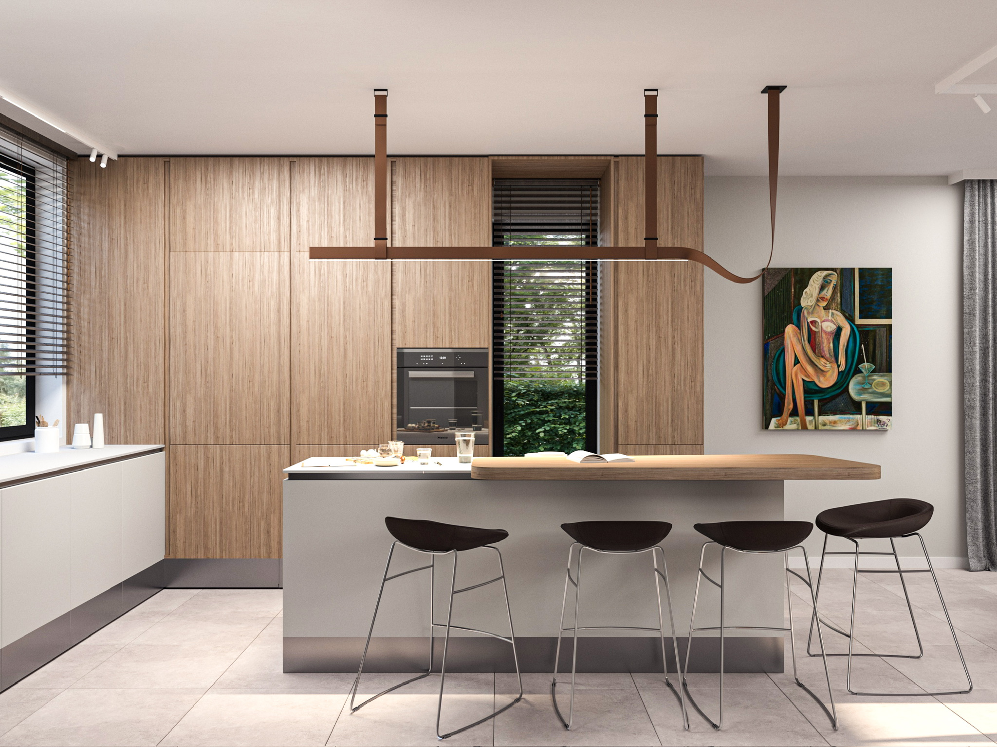 River Park Sofia residence — kitchen island visualisation